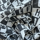 Monochrome Alphabet Organic Swaddle Blanket