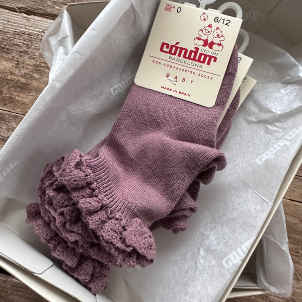 Short Socks with Lace Edging Cuff | Iris