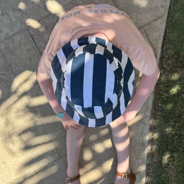 Navy Stripe Stripe Bucket Sun Hat
