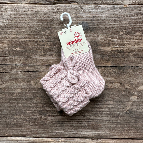 Baby Aran Stitch Booties | Old Rose