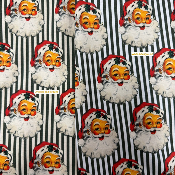 Green Santa Stripe Footed Romper | Stock