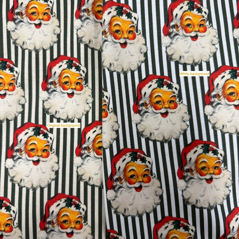 Green Santa Stripe Footed Romper | Stock