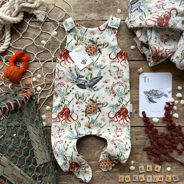 Sea Creatures Footed Romper