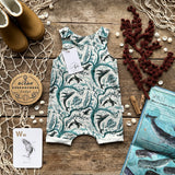 Whale Waves Short Romper | Imperfect Print | Ready To Post