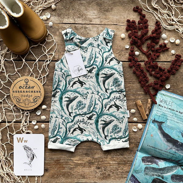Whale Waves Short Romper | Imperfect Print | Ready To Post