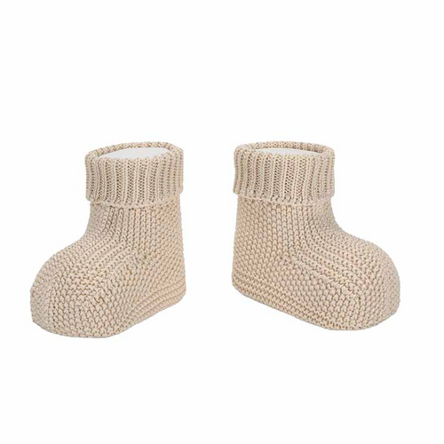 Sand Stitch Baby Booties | Linen