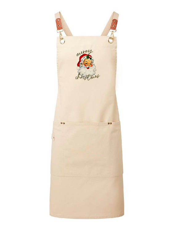 Santa Face Adult Clip ‘n’ Clasp Cross-Back Apron