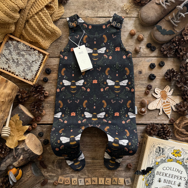 Dark Bee & Boo-tanicals Footed Romper