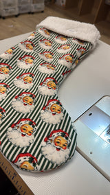 Green Santa Stripe Stocking - Single