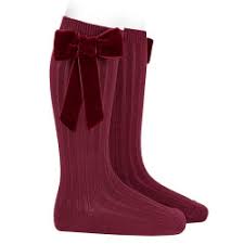 Knee Socks With Coquette Velvet Bow | Garnet