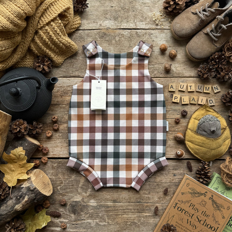 Autumn Plaid Bloomer Romper