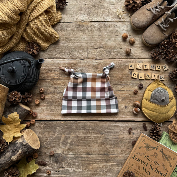Autumn Plaid Knotted Hats