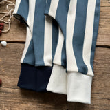Navy Stripe Footed Romper