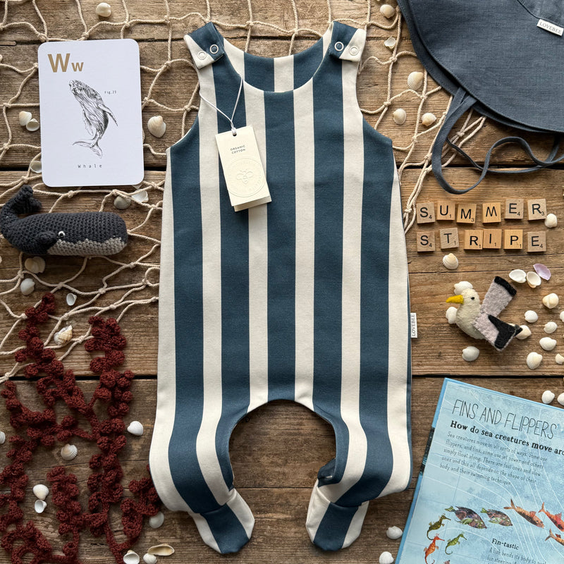Navy Stripe Footed Romper | Ready To Post