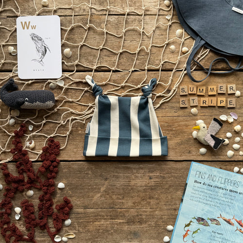 Navy Stripe Knotted Hats