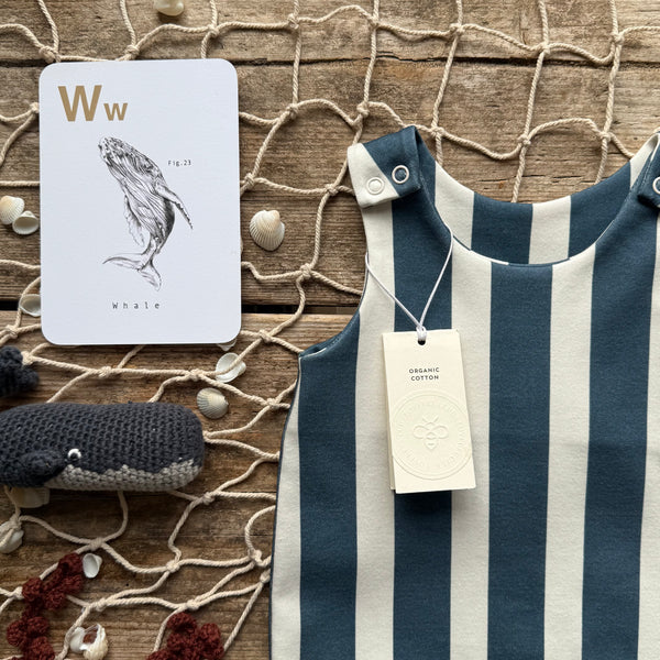 Navy Stripe Footed Romper | Ready To Post