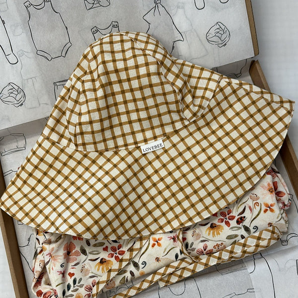 Mustard Gingham Summer Hat