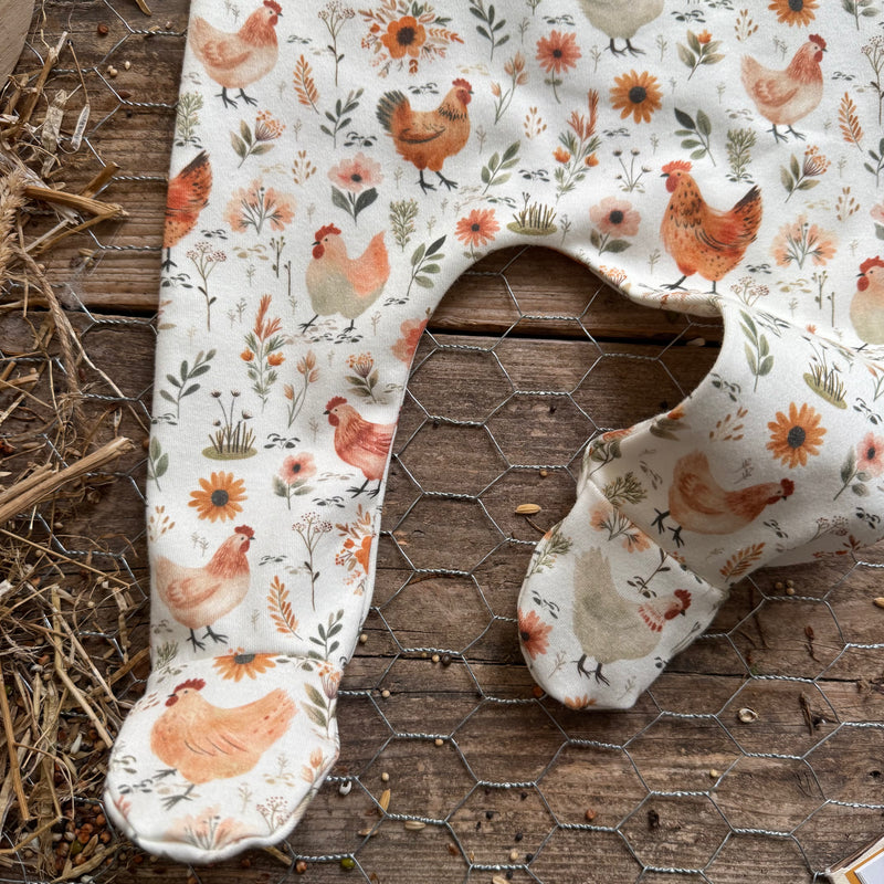 Chicken Meadow Footed Romper | Ready To Post