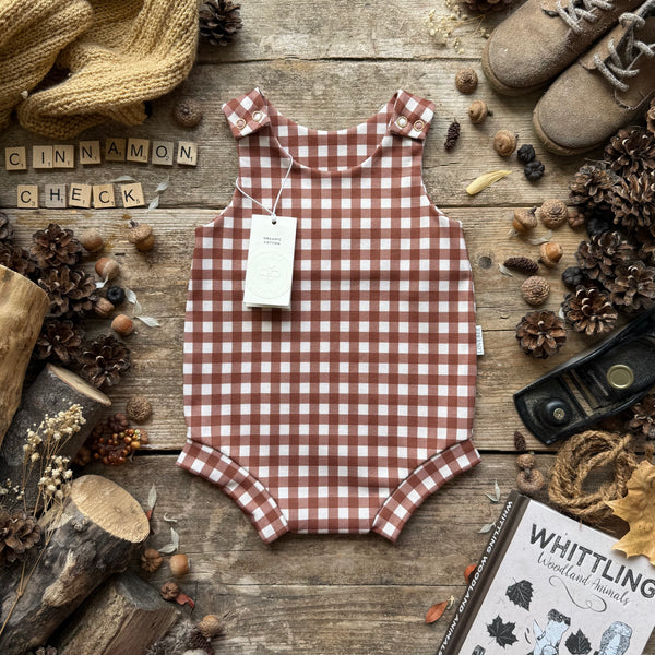 Cinnamon Check Bloomer Romper