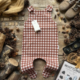 Cinnamon Check Footed Romper