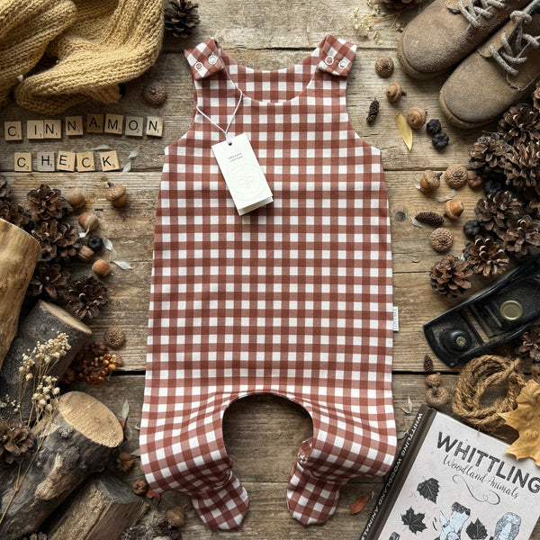 Cinnamon Check Footed Romper