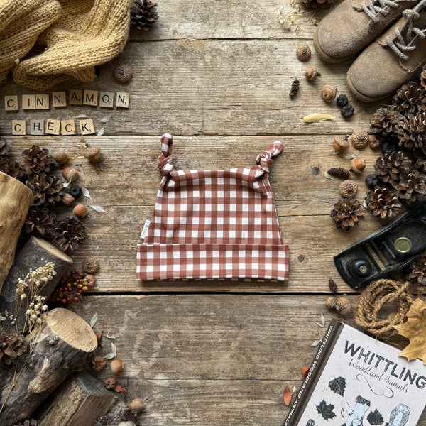 Cinnamon Check Knotted Hats
