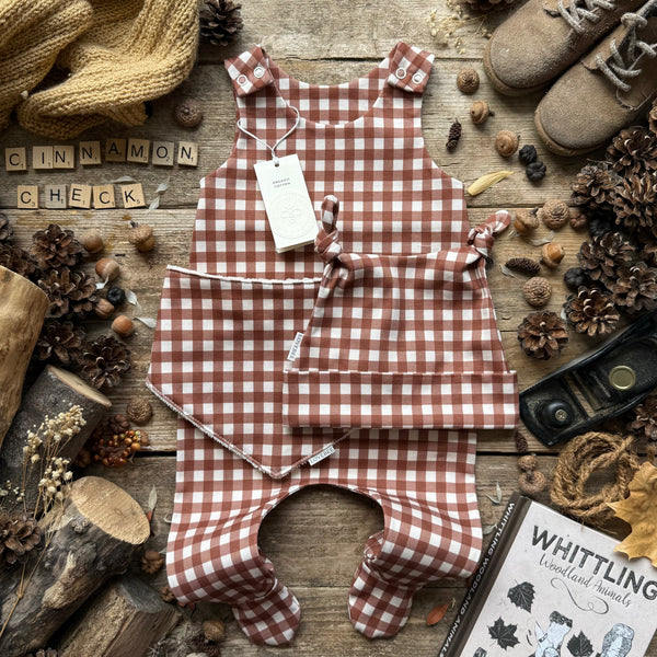 Cinnamon Check Dribble Bib