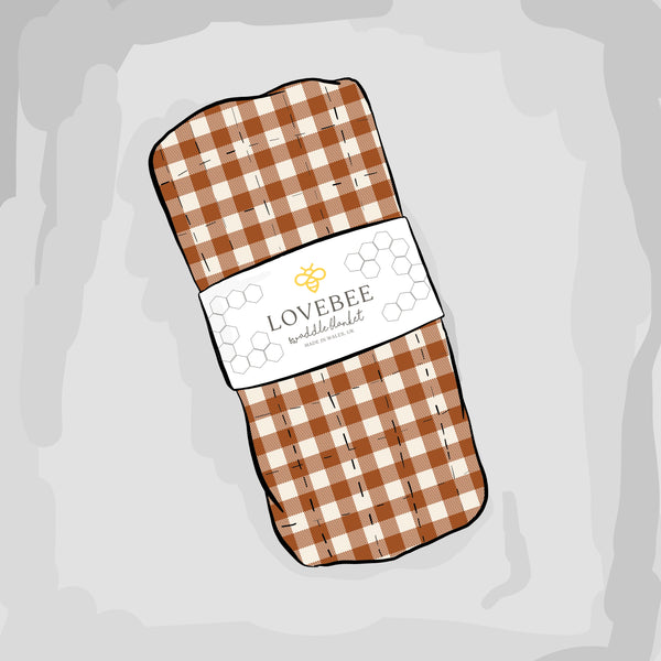 Cinnamon Check Organic Double Gauze Swaddle