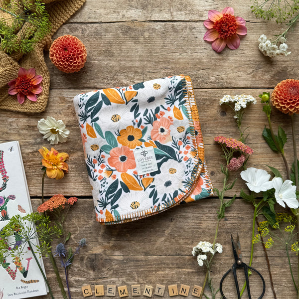 Clementine Blooms Eco Fleece Pram Blanket