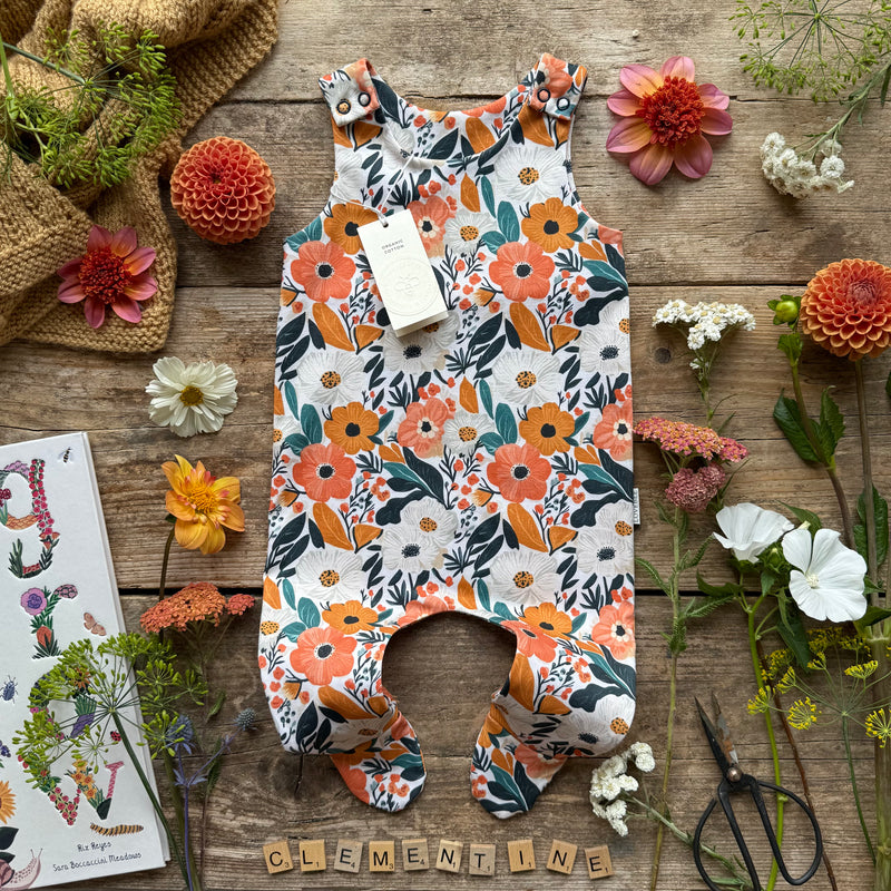 Clementine Blooms Footed Romper