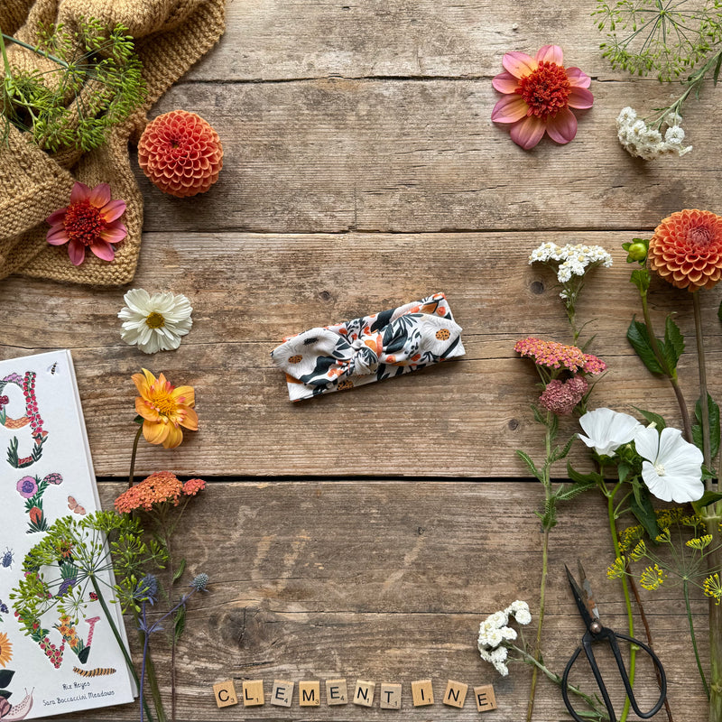 Clementine Blooms Knot Bow Headband
