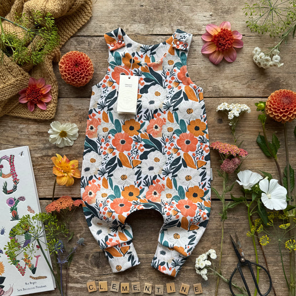 Clementine Blooms Long Romper