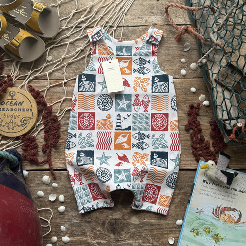 Coastal Stamps Short Romper