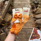 Perle Cotton Openwork Knee High Socks With Bow | Peach
