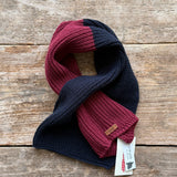 English Stitch Two Colour Scarf with Keyhole | Navy-Garnet