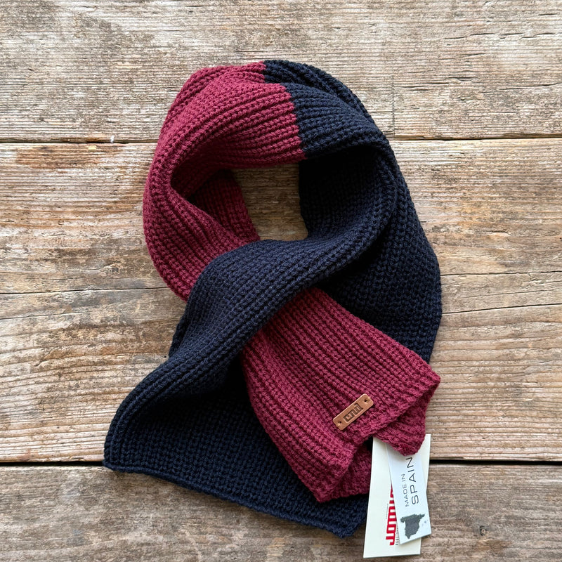 English Stitch Two Colour Scarf with Keyhole | Navy-Garnet