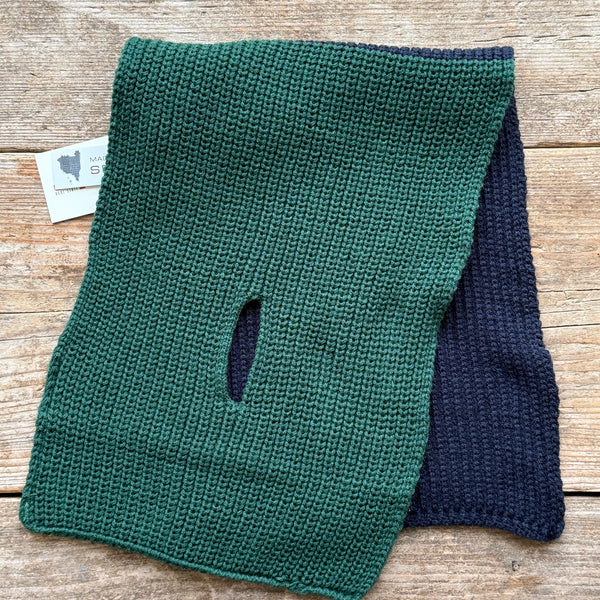 English Stitch Two Colour Scarf with Keyhole | Navy-Bottle