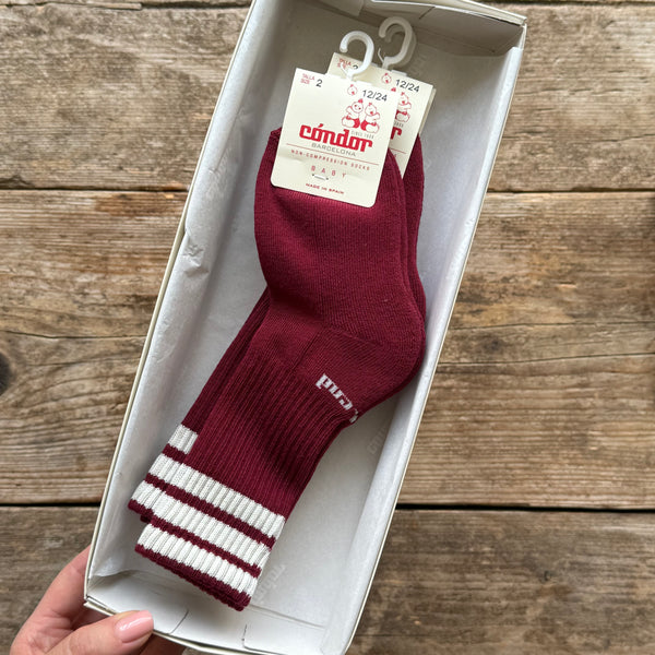 3-Stripes Knee Sports Socks | Garnet