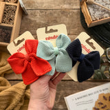 Knitted Hair Bow | Navy Blue