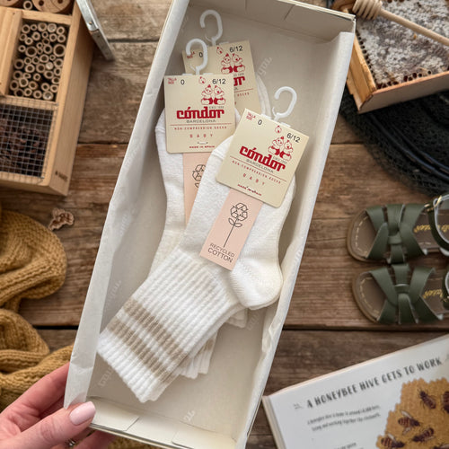 Recycled Cotton Knee Sports Socks | White