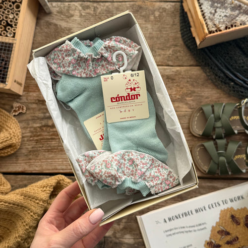 Socks with Gathered Liberty Ribbon | Wasabi