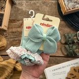 Socks with Gathered Liberty Ribbon | Wasabi