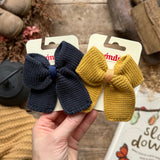Knitted Hair Bow | Mustard