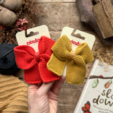 Knitted Hair Bow | Mustard