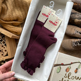 Knee Socks with Lace Edging Cuff | Syrah