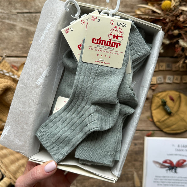 Cotton Rib Ankle Socks | Dry Green