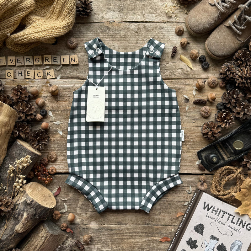 Evergreen Check Bloomer Romper