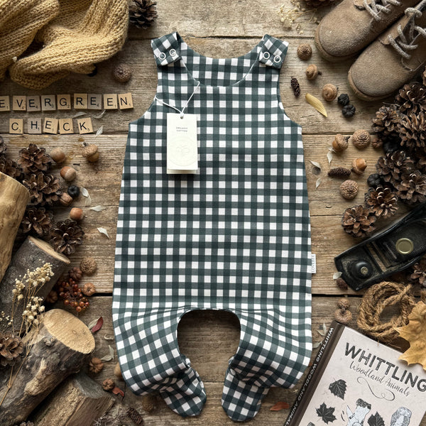 Evergreen Check Footed Romper