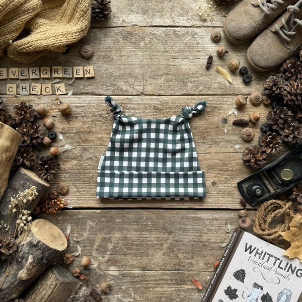 Evergreen Check Knotted Hats