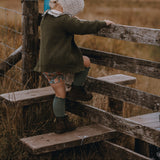 Rib Knee Socks With Contrasted Curling | Lichen Green